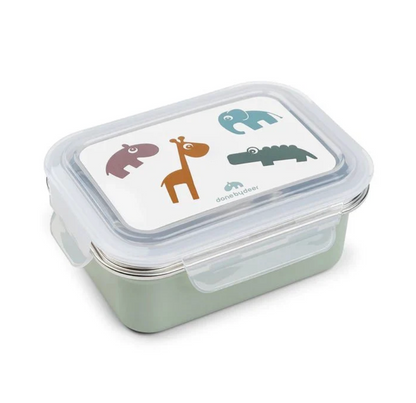 Caja de metal para almuerzo Deer Friends verde