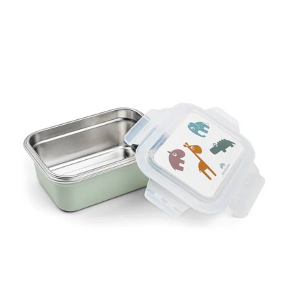 Caja de metal para almuerzo Deer Friends verde
